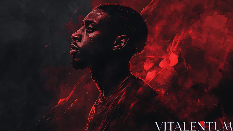 Crimson echoes trace a steady profile carved from shadow