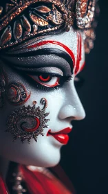 Gaze of the silver goddess, edged in crimson fire.