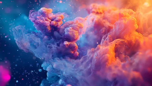 Chromatic nebula clouds in luminous bokeh environment.