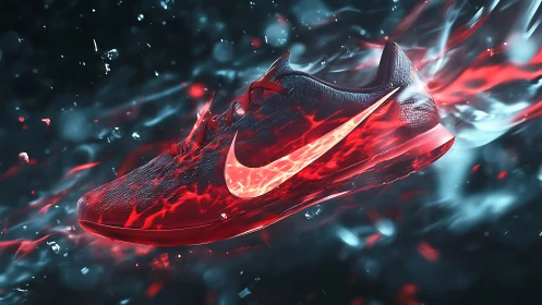 Lava-streaked running shoe ignites a storm of speed and light.