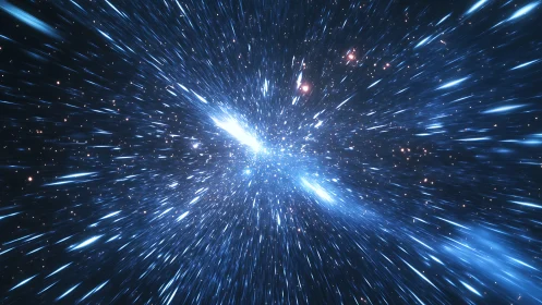 Radial starfield motion blur visualizing deep space travel.
