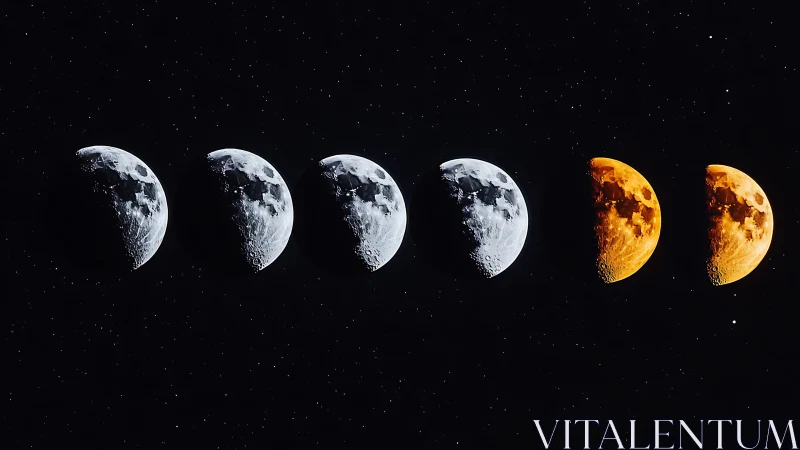 Moonlit rhythm across the night sky, silver to ember glow.