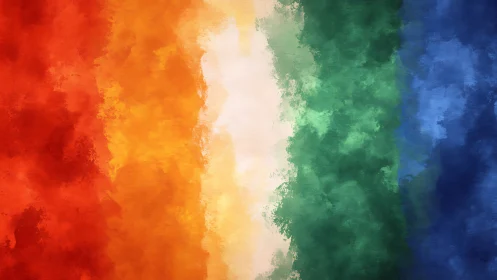 Vertical spectrum abstraction with textured pigment bands.