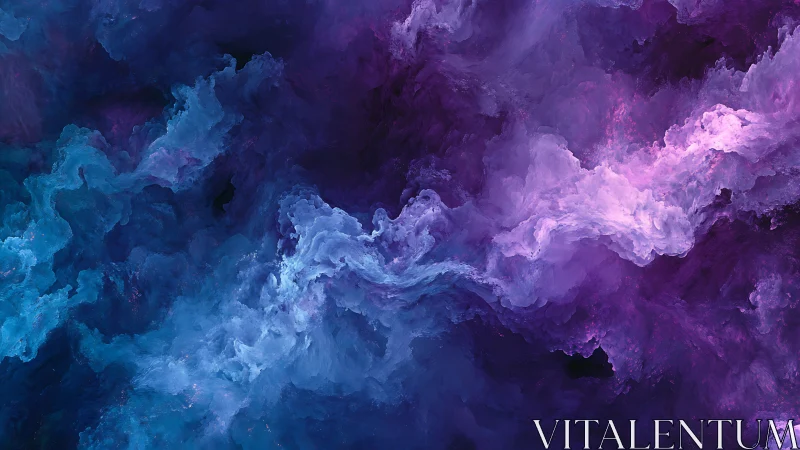 Dreamy violet and teal nebula of swirling soft clouds.