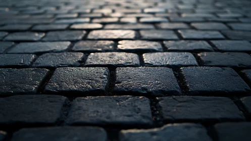 Macro optical study of wet cobblestone pavement geometry.