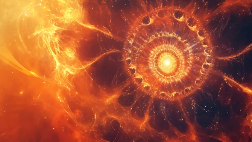 Solar flare mandala ignites a cosmic ring of living fire.