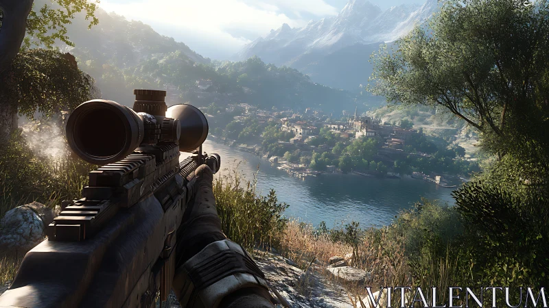 Sniper's Alpine View: Mountain Valley Beauty Awaits