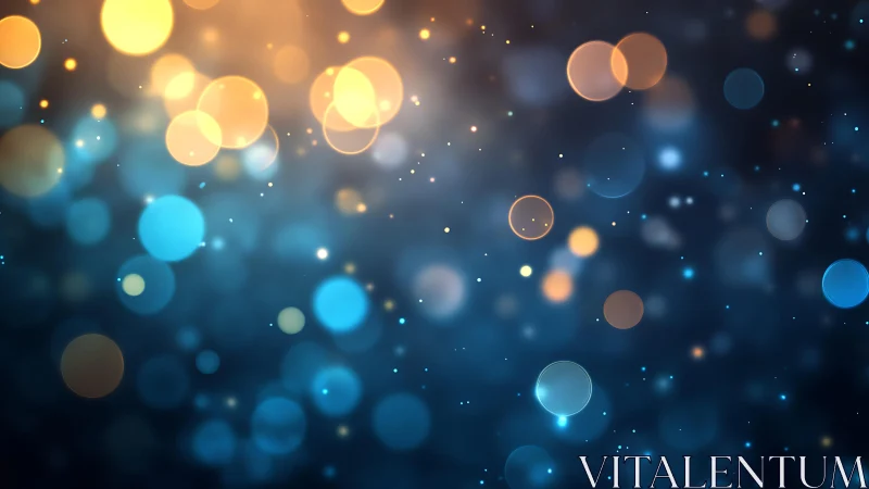 Abstract bokeh light background in blue and gold, soft focus style.