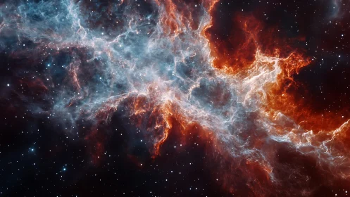 Nebula river of fire and frost unraveling across deep space.