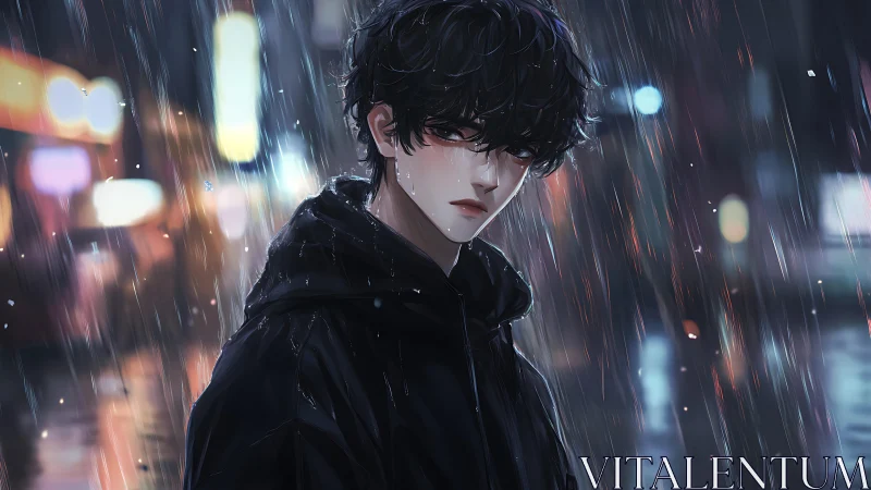 Midnight rain stroll with a quiet, soft-eyed city dreamer.