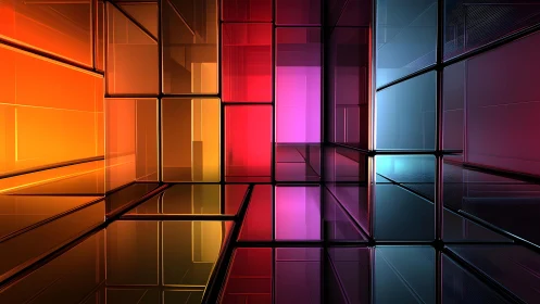 Vibrant geometric glass cubes in modern abstract digital art.