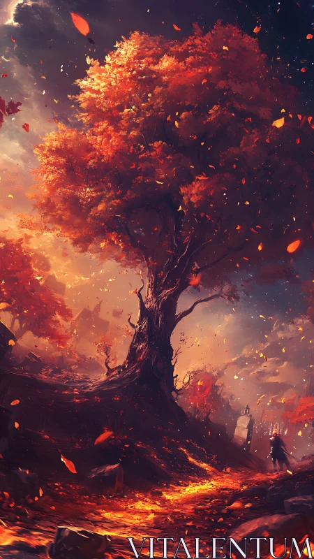 Inferno Tree: Digital Apocalypse Through Luminous Destruction.