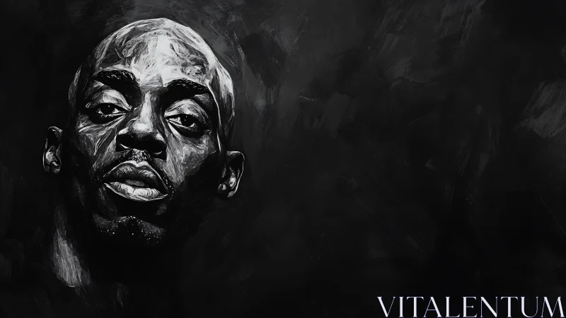 Monochrome portrait isolates strong gaze against void