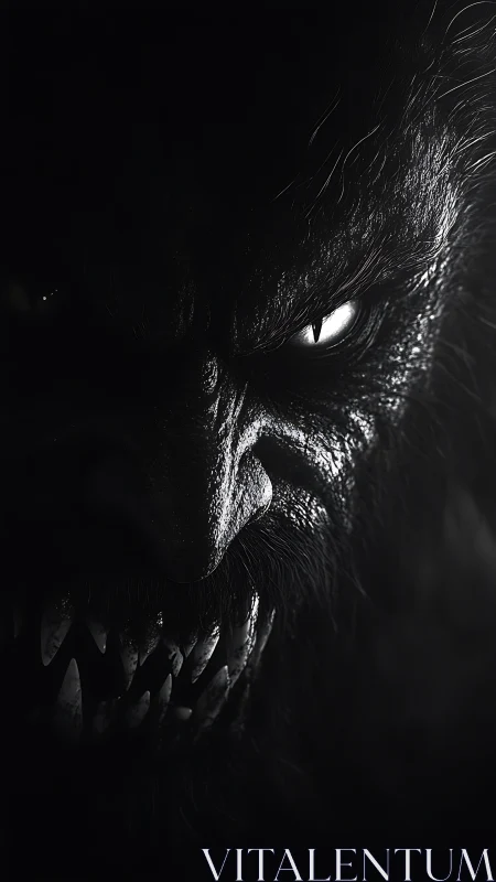 High-contrast lycanthrope portrait in cinematic chiaroscuro.