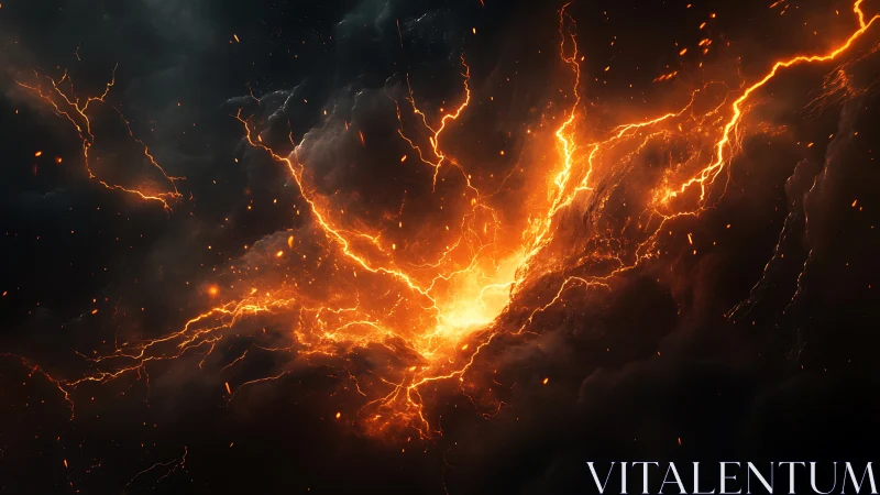 Electrical Fury: Lightning Veins Tear Through Obsidian Chaos.