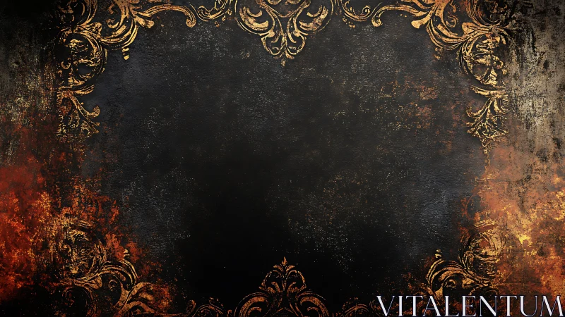 Dark Background Ornate Gold Baroque Decorative Border Frame