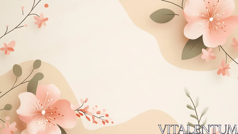 Layered Floral Composition with Organic Geometry and Soft Palette.