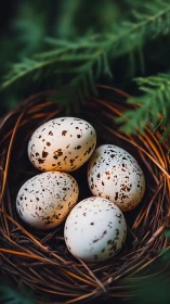 Speckled forest eggs whisper quiet promises of flight