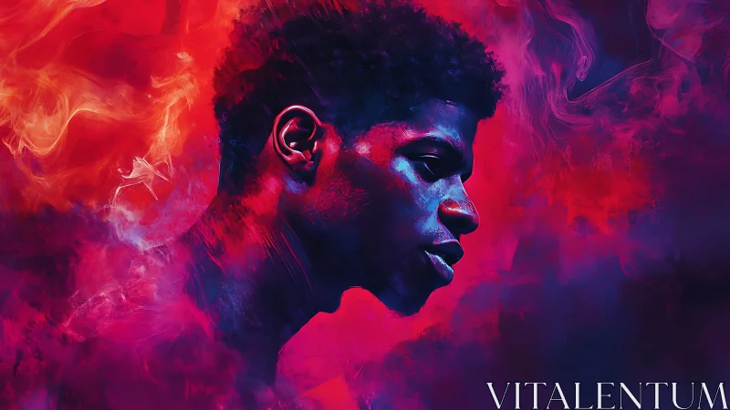 Neon thoughts drift through vapor as midnight colors breathe