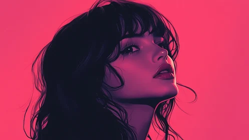 Neon-lit digital portrait captures bold, cinematic allure