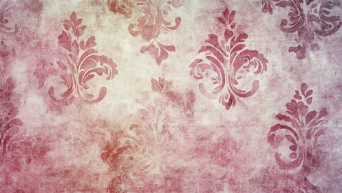 Vintage damask wallpaper with faded rose gradient texture.