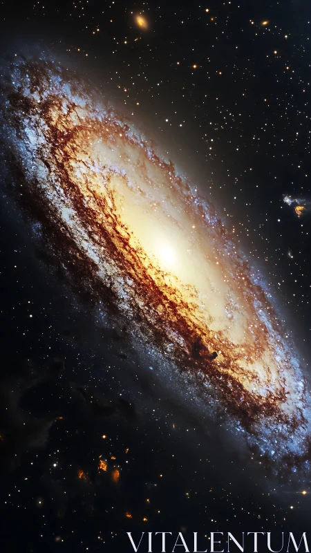 Spiral galaxy swirls like a molten lantern in deep space