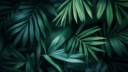 Deep green palm leaves weaving a quiet jungle rhythm.