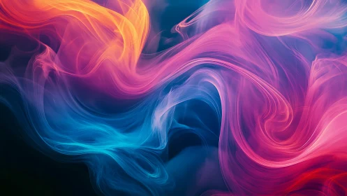 Colored fluid light trails in abstract swirling formation.