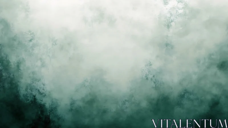 Mist-soaked horizon slowly melts into deep green silence