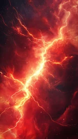 Crimson Lightning Surge Through Dark Space.