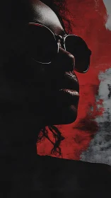 Side-profile portrait isolates subject against red textured field