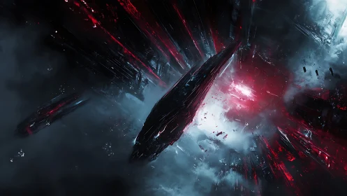 Shardship crossing a crimson singularity in stormed space.