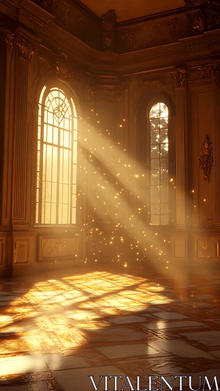 Golden ballroom daydream where dust turns into starlight.