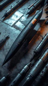 Missile array rendered in detailed cinematic 3D lighting