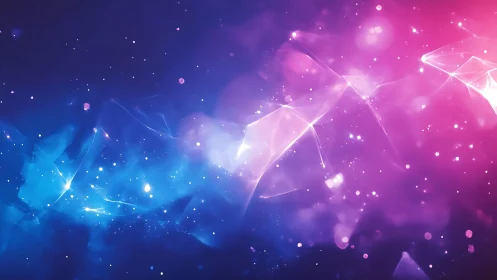 Abstract cosmic background with blue and pink light effects, digital art.
