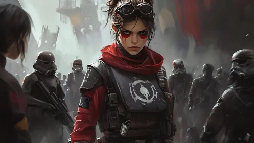 Rebel commander leads armored squad through war-torn streets.