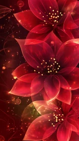 Luminous ember blossoms drifting through a velvet night sky.