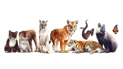 Wildlife Collection: Predators and Prey Arranged in Ecological Grouping.