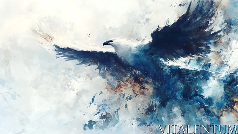 Majestic Eagle in Flight Abstract Watercolor Painting.