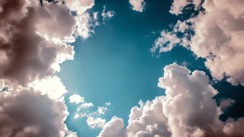 Dramatic Sky with Fluffy Clouds in Vibrant Natural Light.