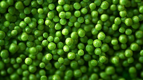 Playful green peas drifting through a bright tiny universe.