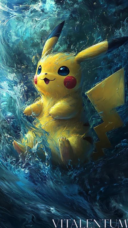 Electric creature drifts through churning blue ocean waves