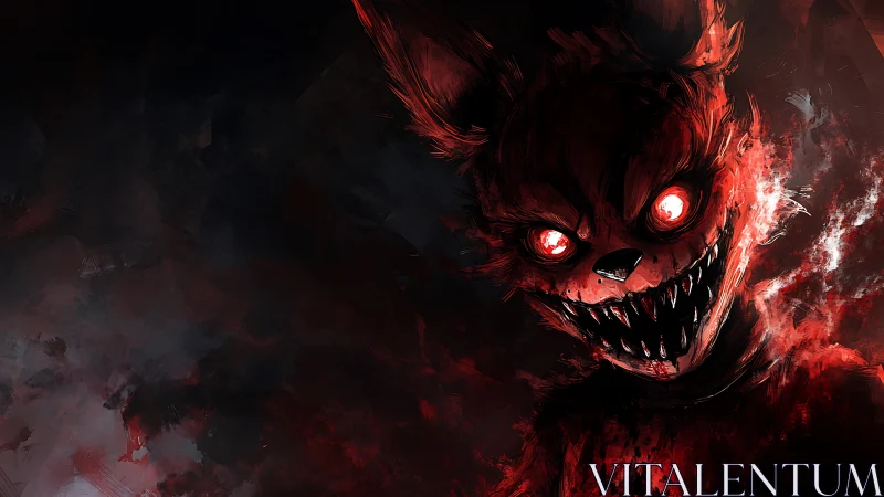 Demonic red fox animatronic rendered in dynamic horror lighting