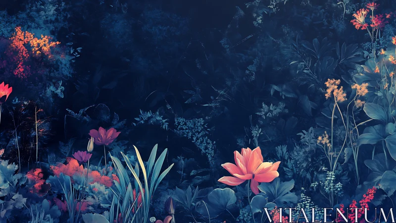 Nocturnal Garden with Luminescent Flora.