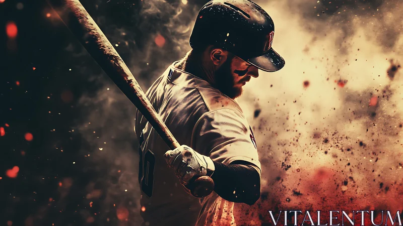 Baseball batter grips wooden bat and prepares to swing