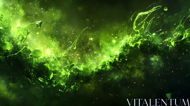 Vivid green energy wave in abstract cosmic motion.