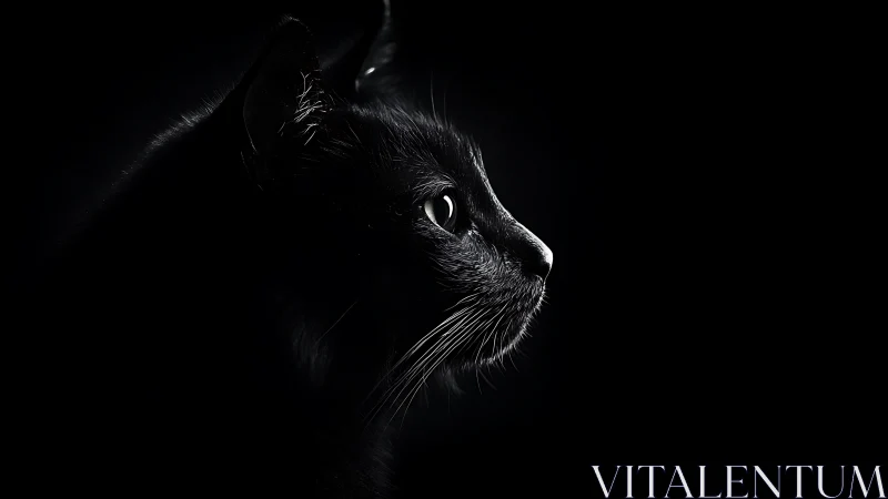 Feline Profile Study: High-Contrast Monochromatic Portraiture with Rim Lighting