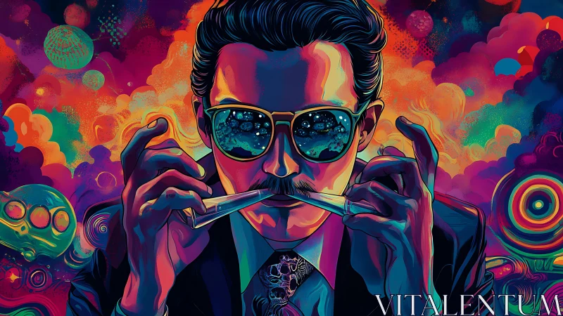 Neon psychotropic portrait in saturated digital painting style.