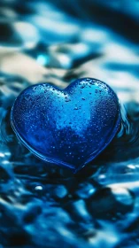 Heart-Shaped Ice Crystal Suspended in Liquid.