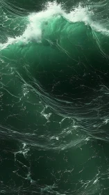 Emerald storm surge dancing in sculpted midnight waters.